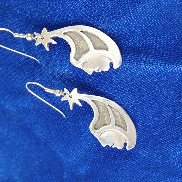 Wind Star Sterling Silver Dangle Earrings Hook Style - Picture 12 of 12